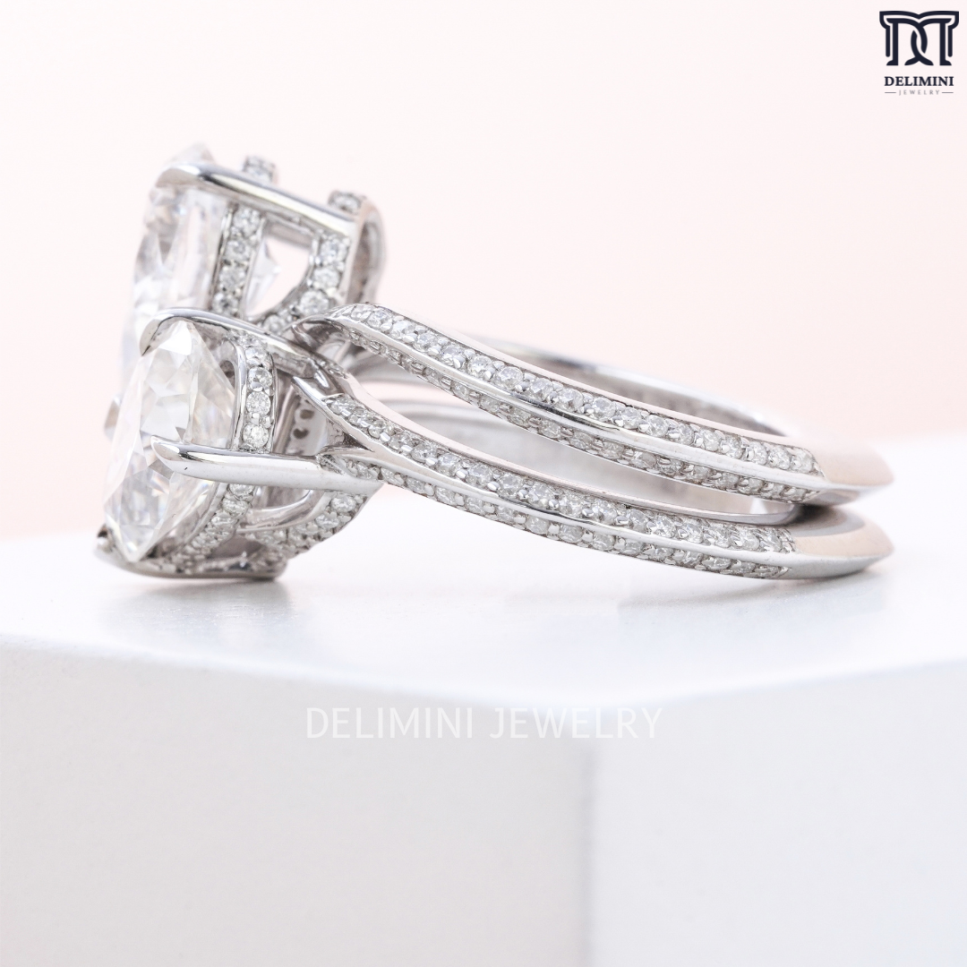 Two Pear Cut Separated Band Toi Et Moi Diamond Ring