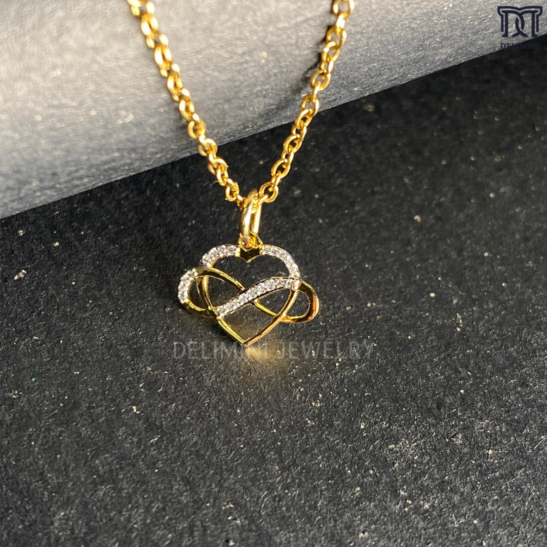 Infinity Heart Diamond with Real Gold Pendant