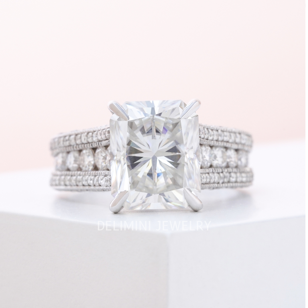 Vintage Style Emerald Cut Diamond Ring