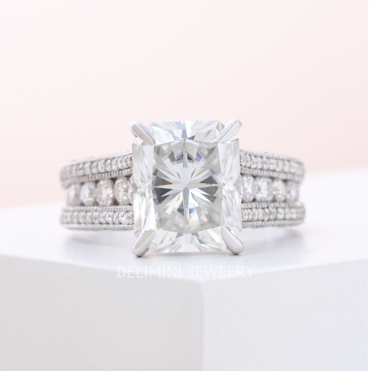 Vintage Style Emerald Cut Diamond Ring