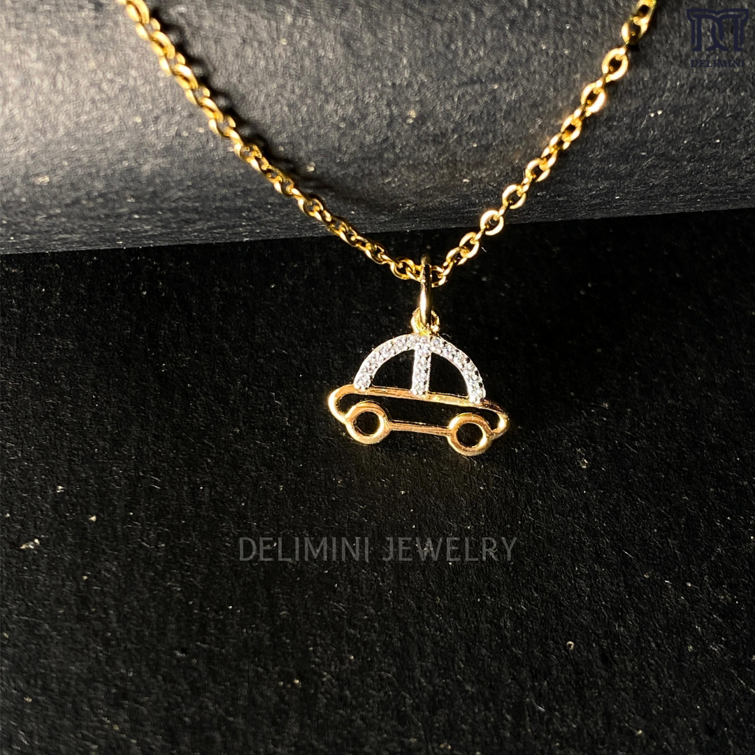 Gold Car With Diamond Top Pendant