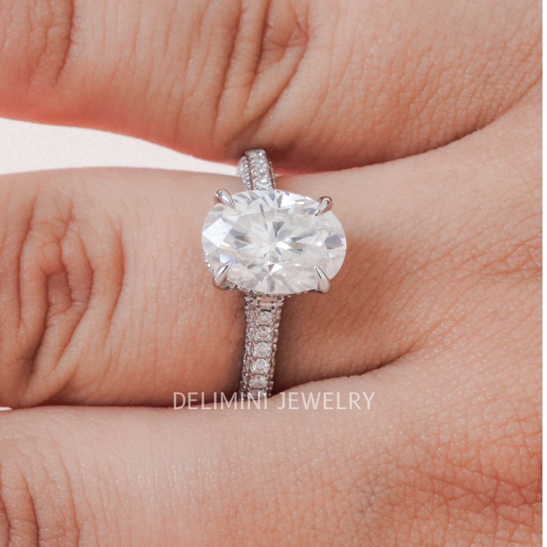 Elongated Oval Cut Diamond Engagement Ring