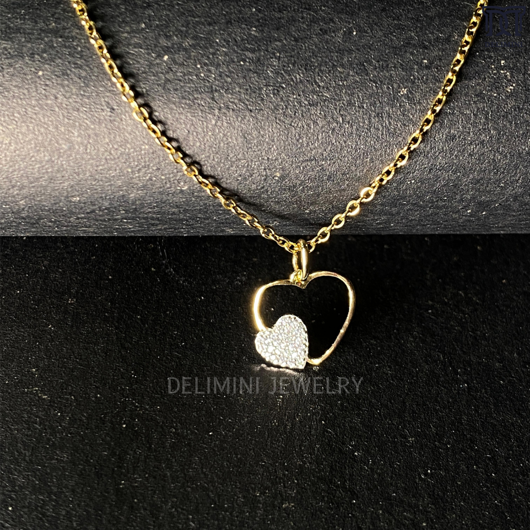 Double Heart Diamond Pendant in Gold