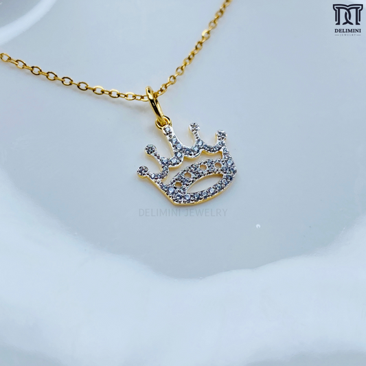 Cinderella Diamond Crown Pendant - DELIMINI JEWELRY