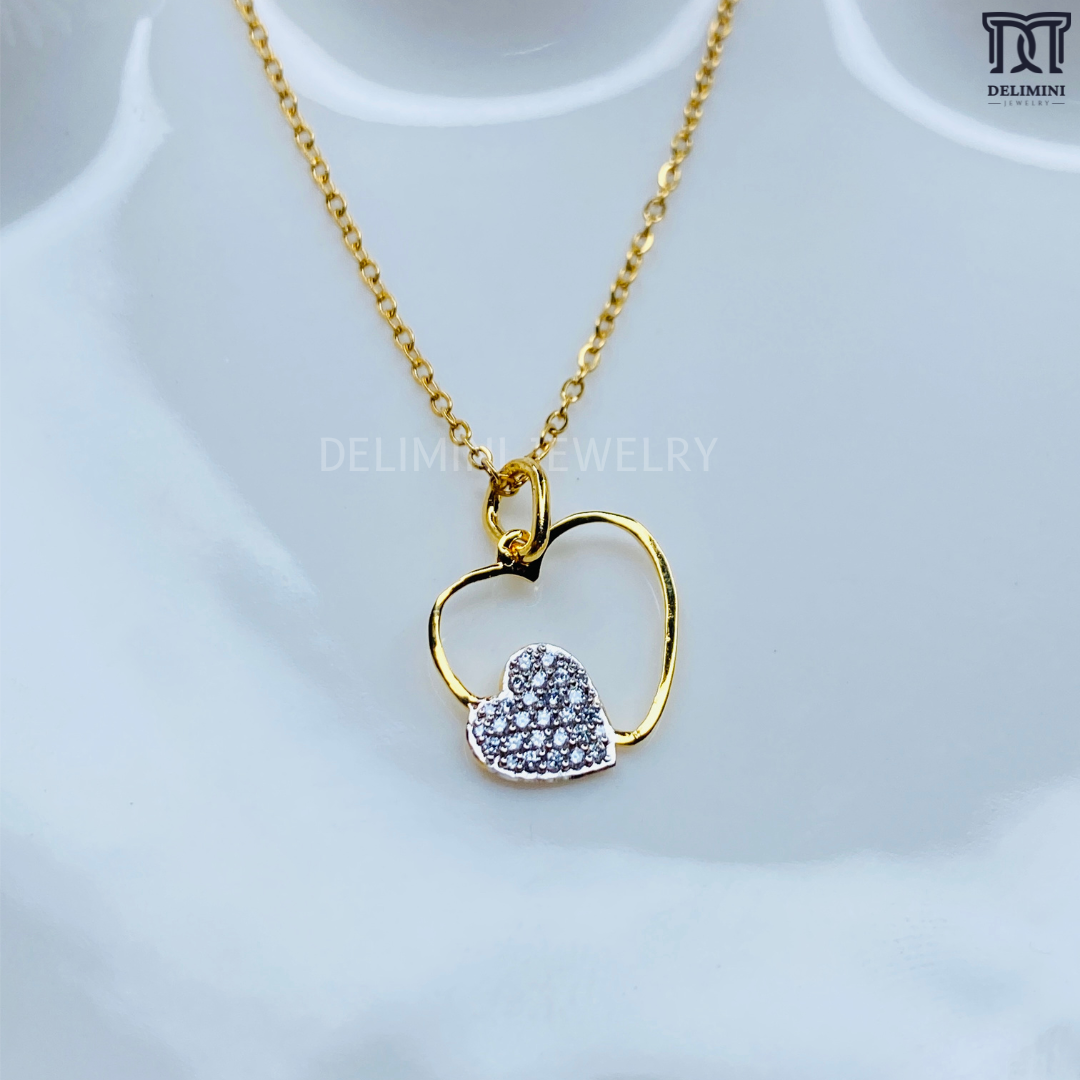 Double Heart Diamond Pendant in Gold