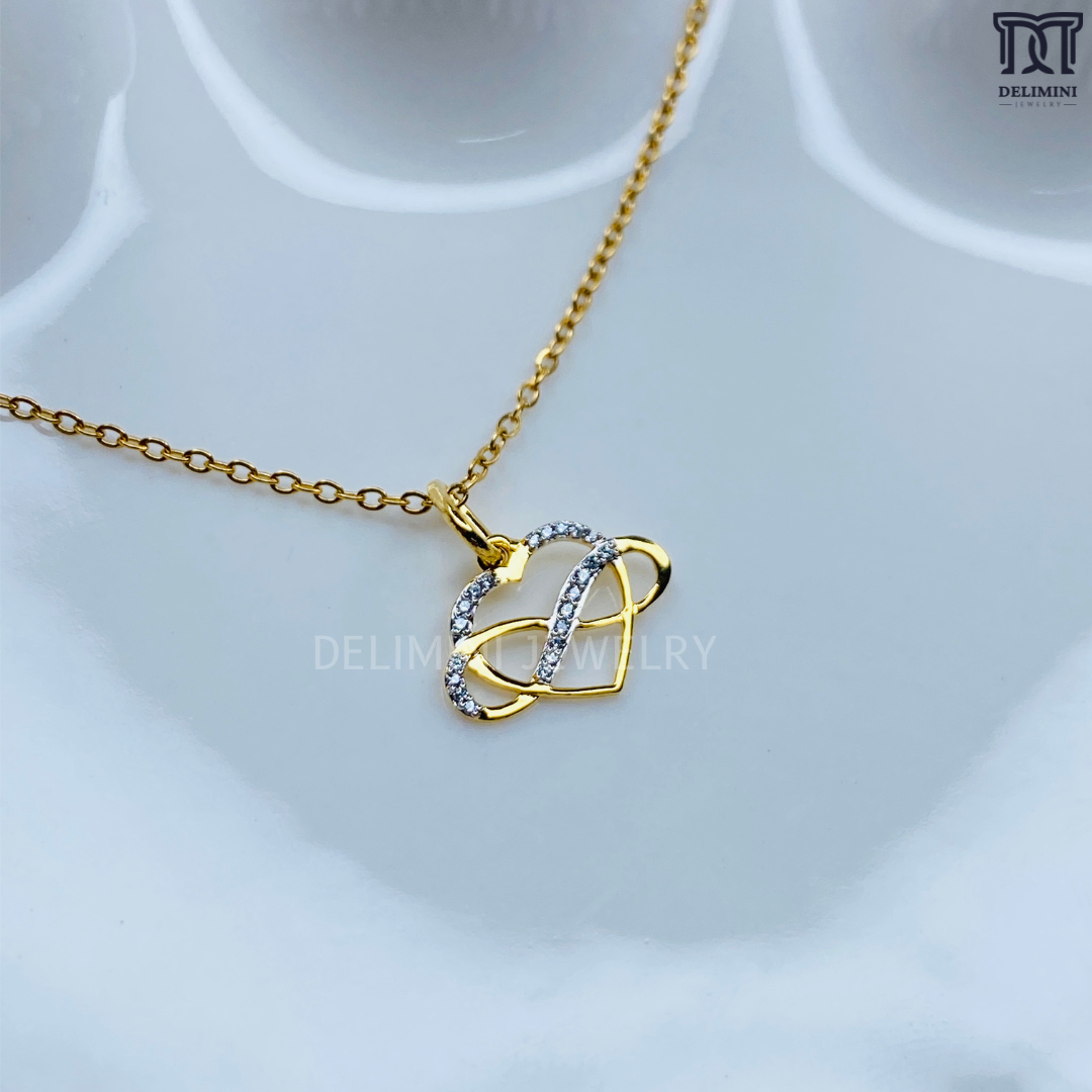 Infinity Heart Diamond with Real Gold Pendant