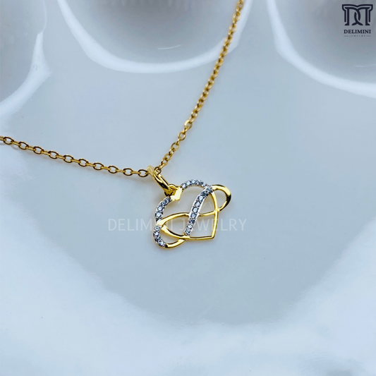 Infinity Heart Diamond with Real Gold Pendant