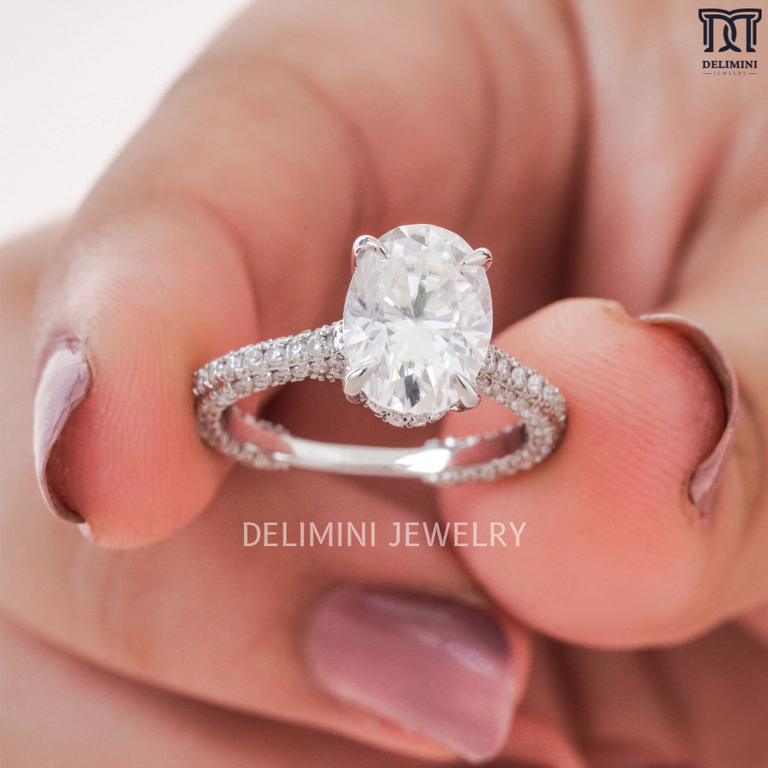 Elongated Oval Cut Diamond Engagement Ring