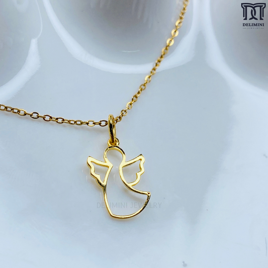 14KT Gold Little Flying Angle Pendant - DELIMINI JEWELRY