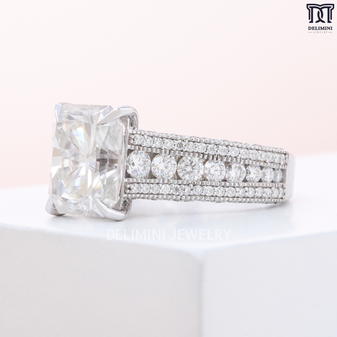 Vintage Style Emerald Cut Diamond Ring