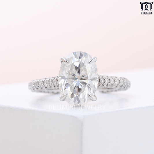 Elongated Oval Cut Diamond Engagement Ring