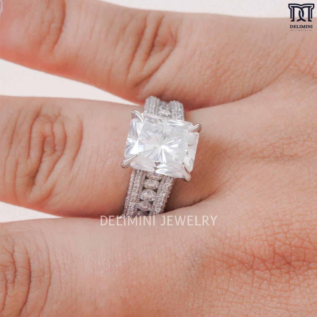 Vintage Style Emerald Cut Diamond Ring