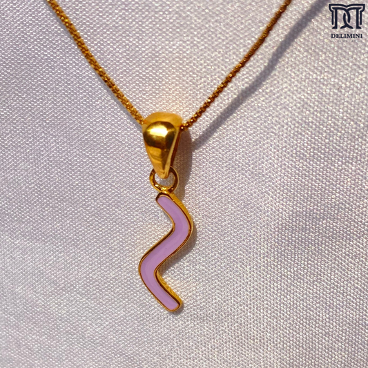 Gold Lilac Color Curve Pendant - DELIMINI JEWELRY