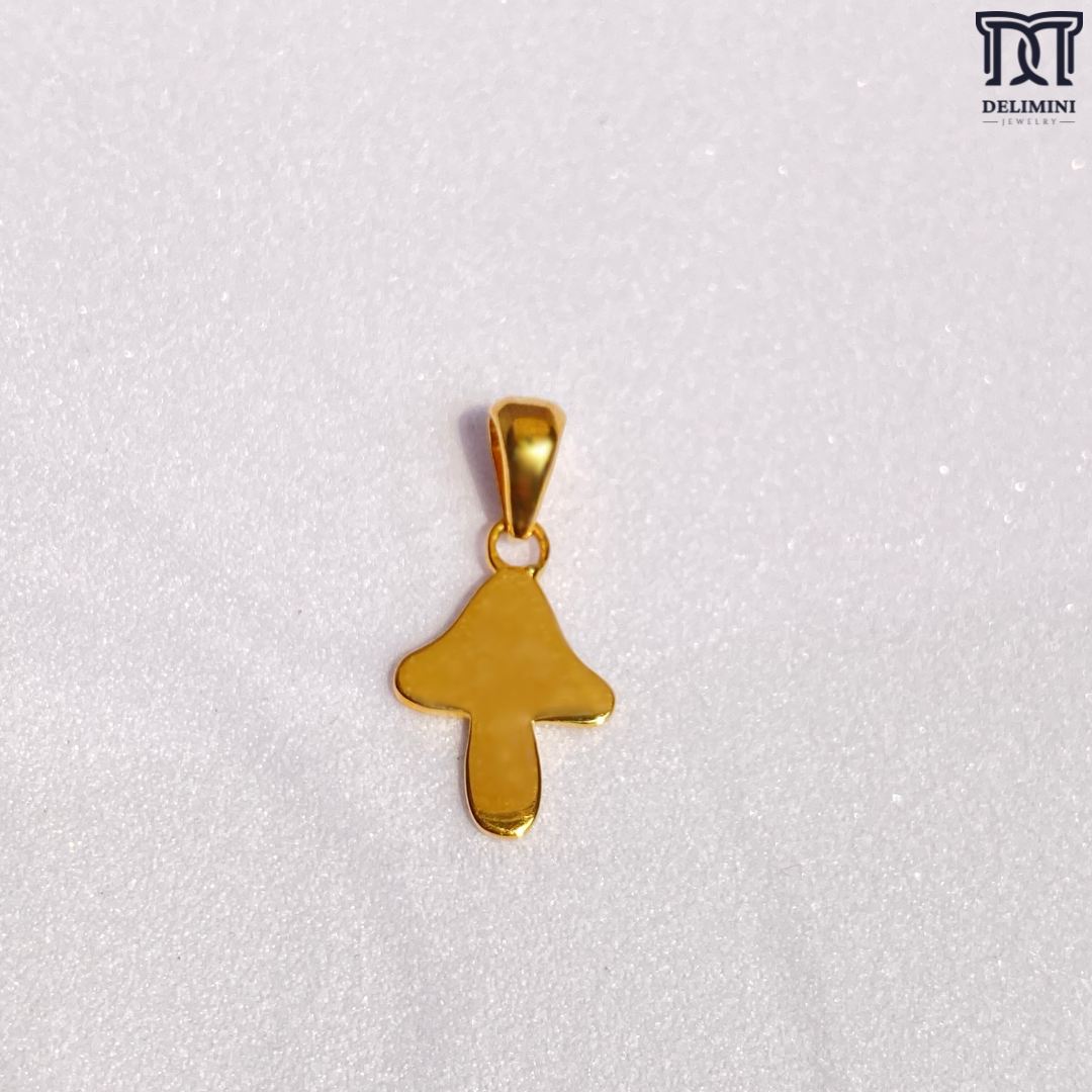 Sweet And Cute Little  Mushroom Gold Pendant - DELIMINI JEWELRY