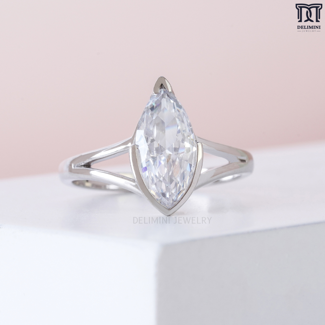 Marquise Cut Solitaire Diamond Ring