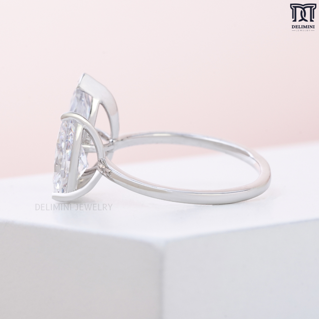 Modern Design Marquise and Pear Toi Et Moi Diamond Ring