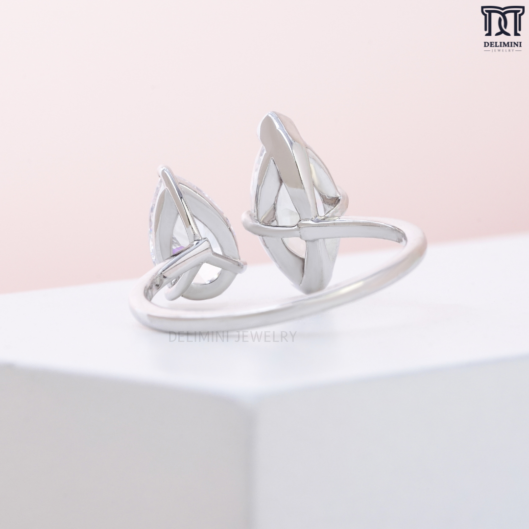 Modern Design Marquise and Pear Toi Et Moi Diamond Ring