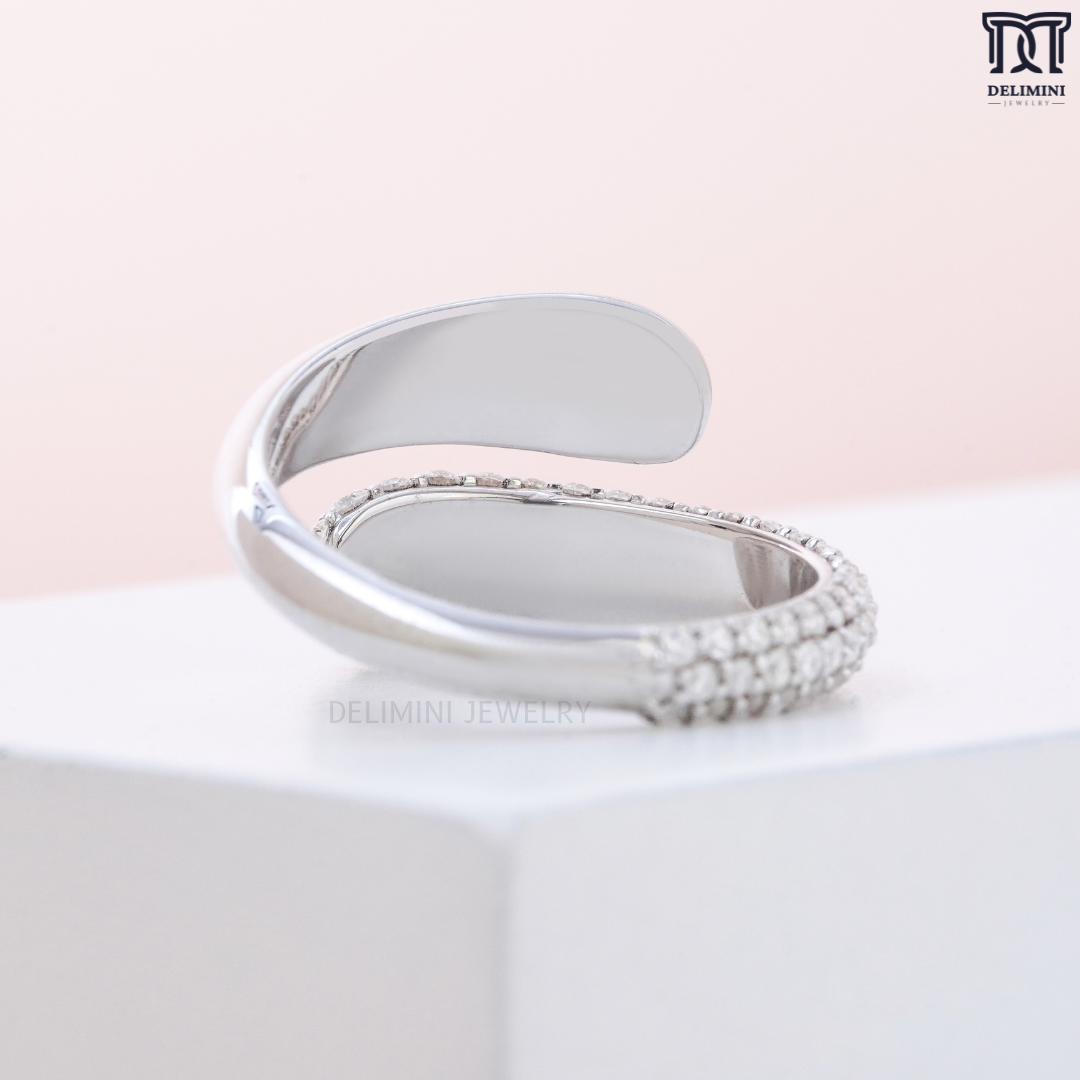 Sophisticated Micro Pave Setting Snake Cocktail Diamond Ring