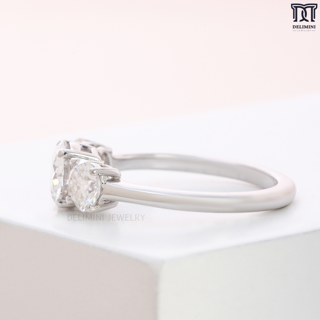 Trilogy Three Stone Round Cut Diamond Ring