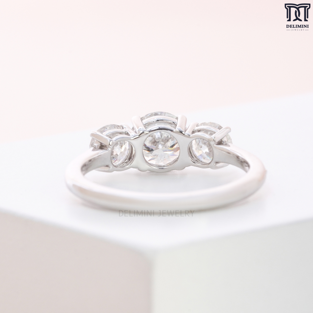 Trilogy Three Stone Round Cut Diamond Ring