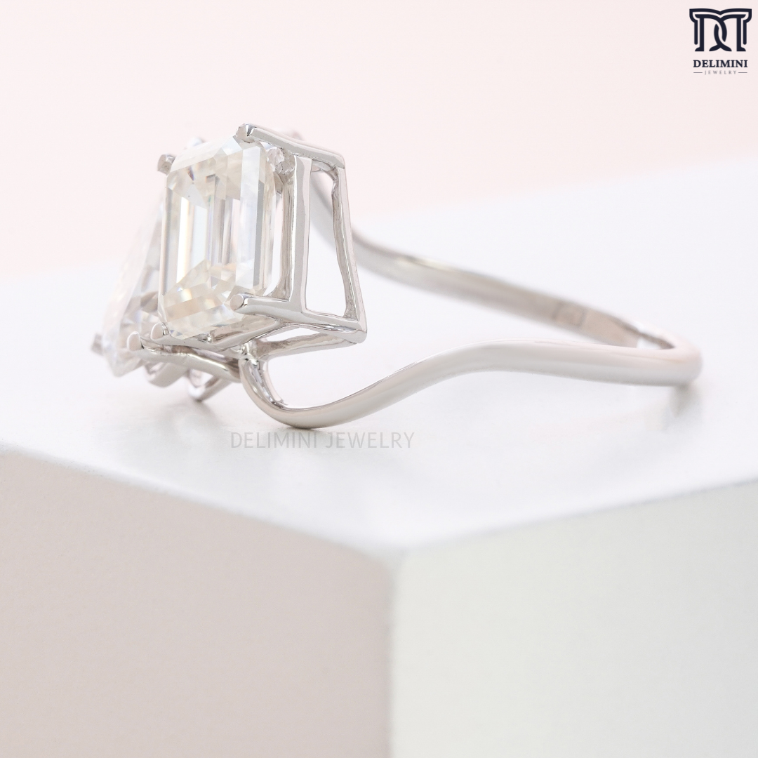 Love Connection Pear and Emerald Cut Diamond Ring