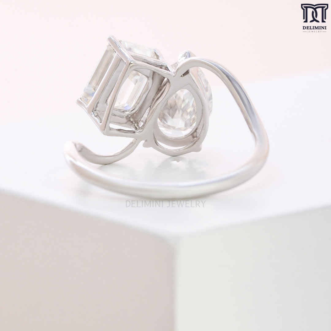 Love Connection Pear and Emerald Cut Diamond Ring