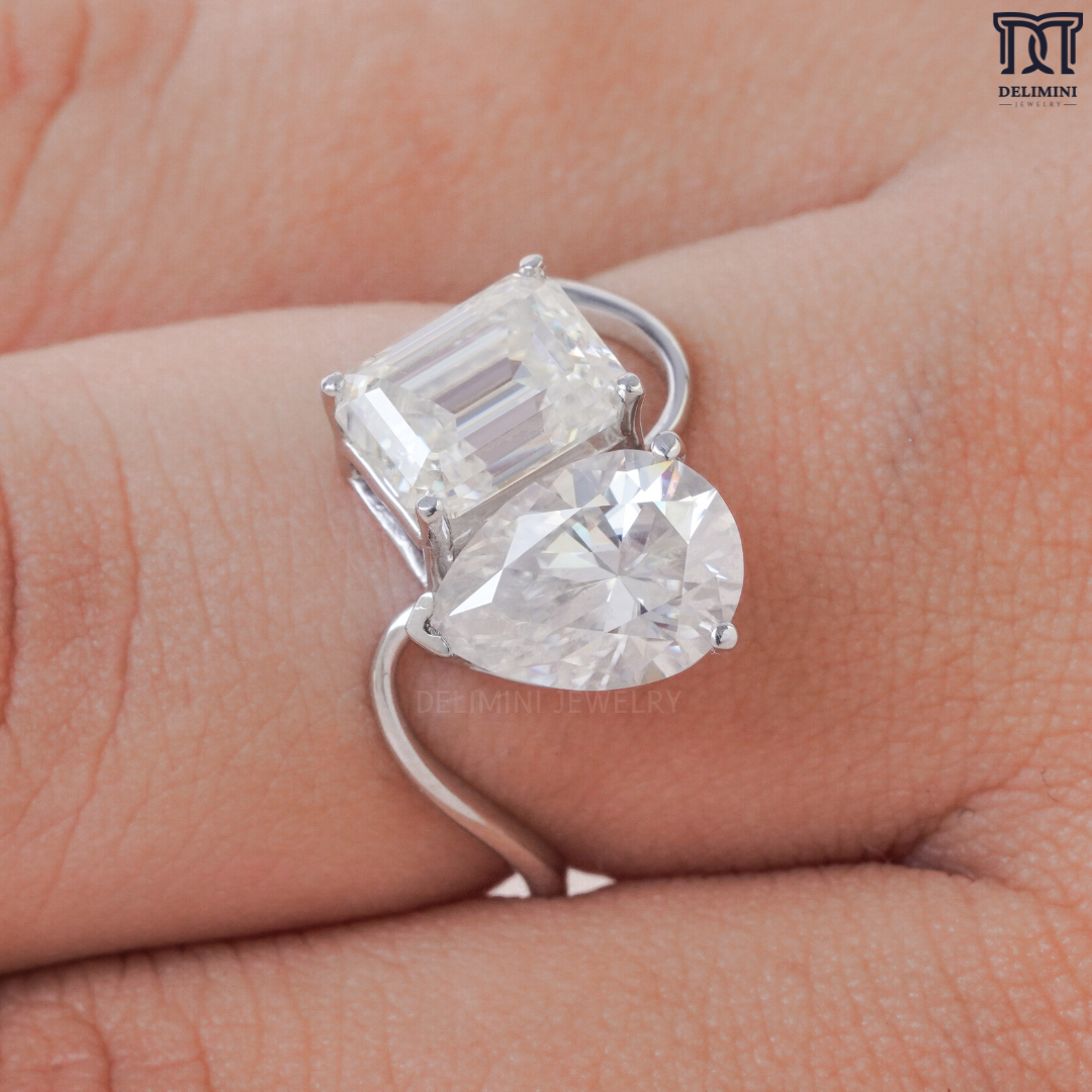 Love Connection Pear and Emerald Cut Diamond Ring