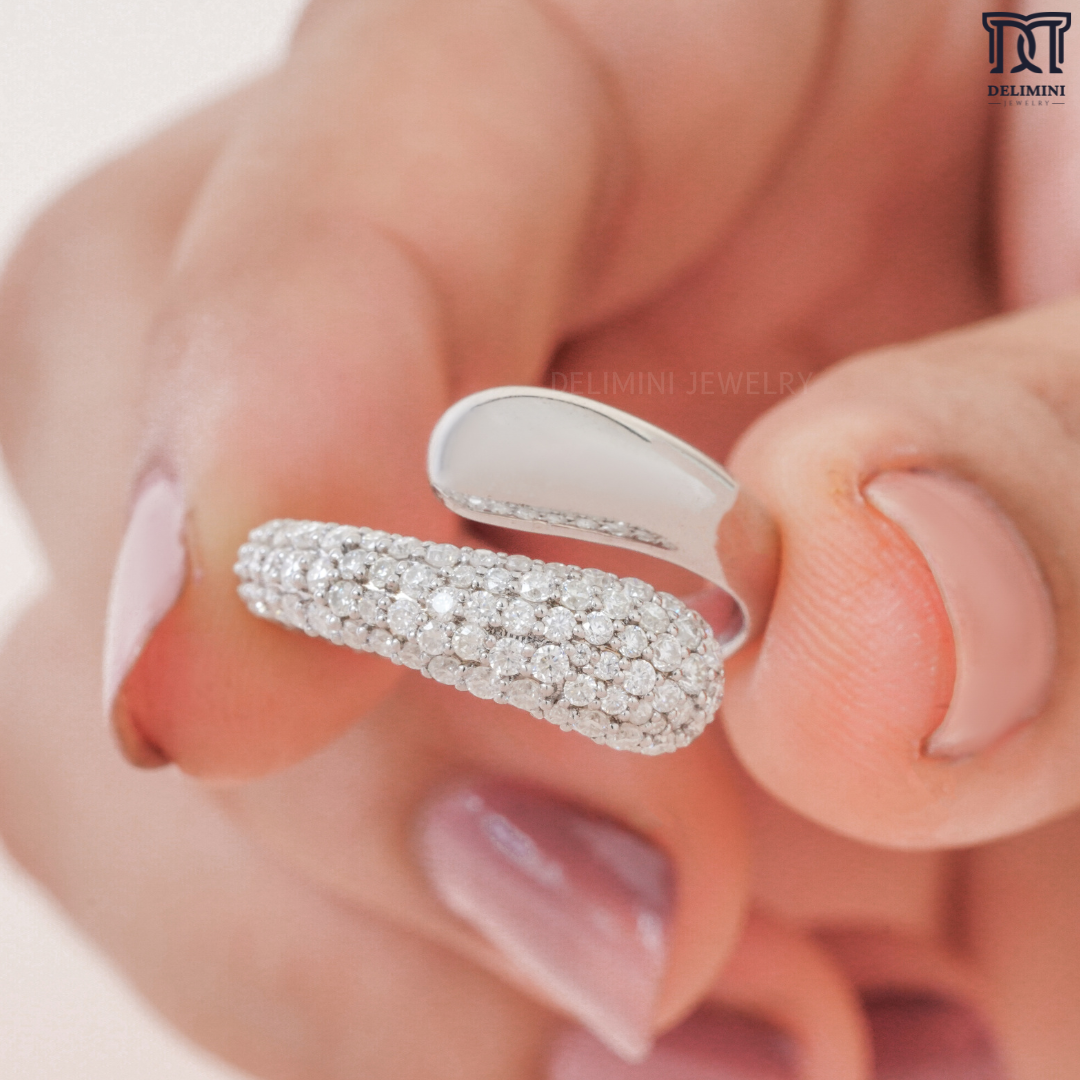 Sophisticated Micro Pave Setting Snake Cocktail Diamond Ring