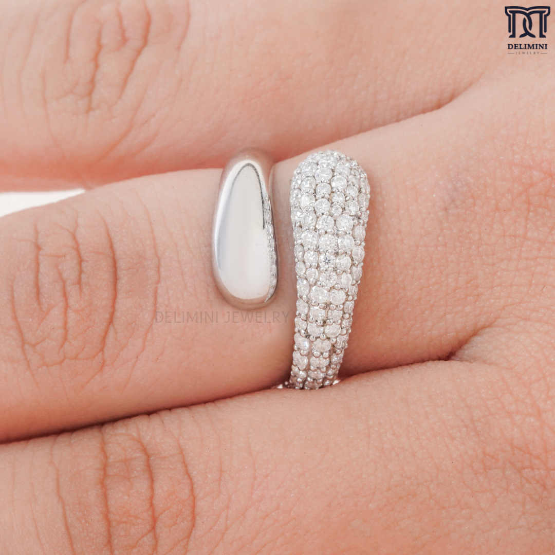 Sophisticated Micro Pave Setting Snake Cocktail Diamond Ring