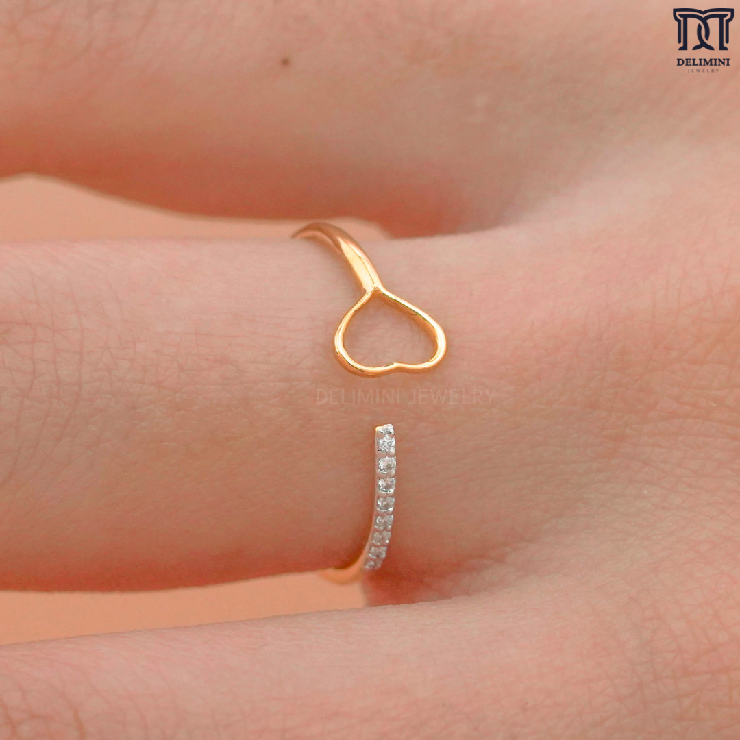 Love Heart Delicate Diamond Ring For Women