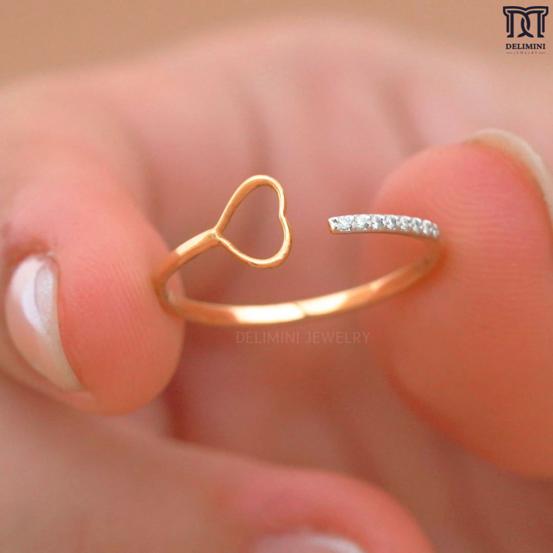 Love Heart Delicate Diamond Ring For Women