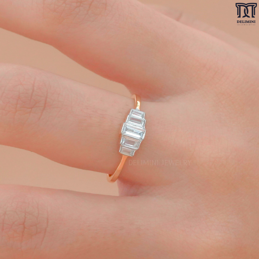 Elegant Baguette Five Stone Diamond Ring