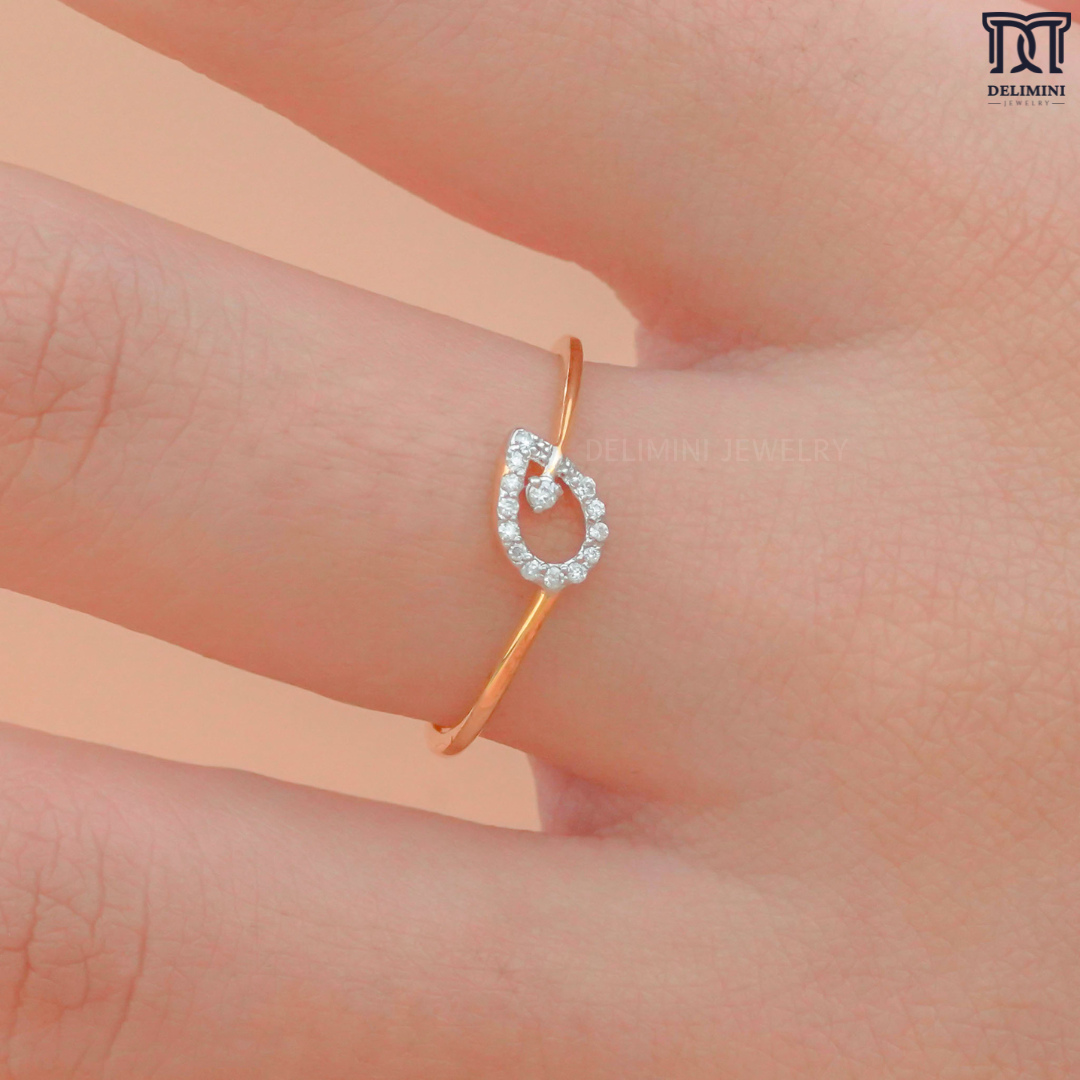 Botanical Leaf Shaped Delicate Diamond Ring