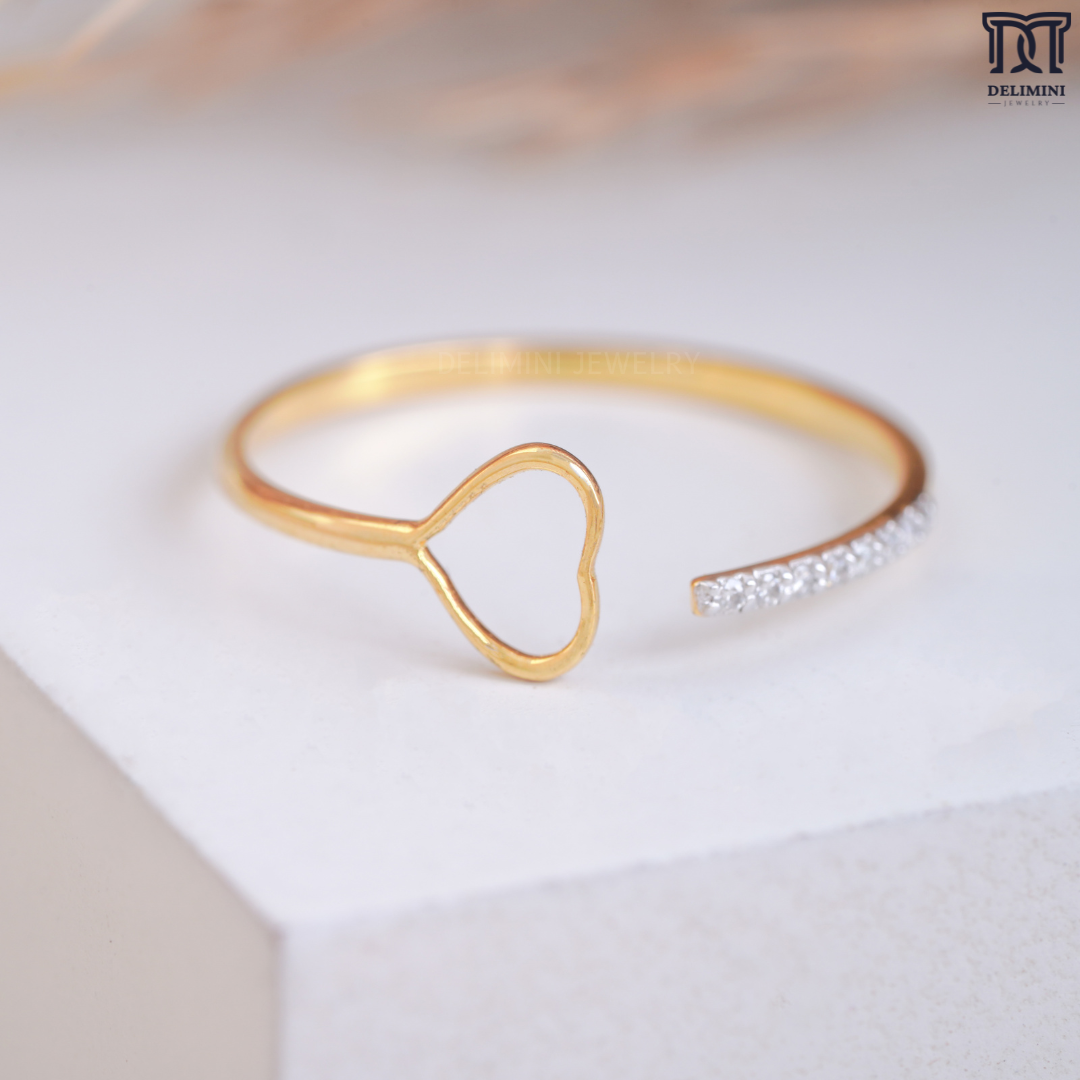 Love Heart Delicate Diamond Ring For Women