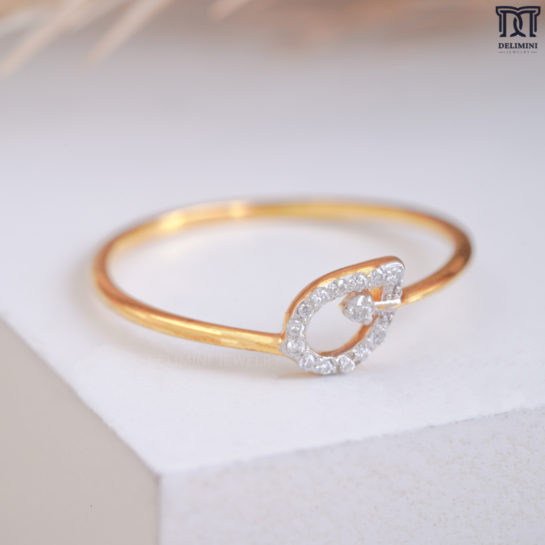 Botanical Leaf Shaped Delicate Diamond Ring