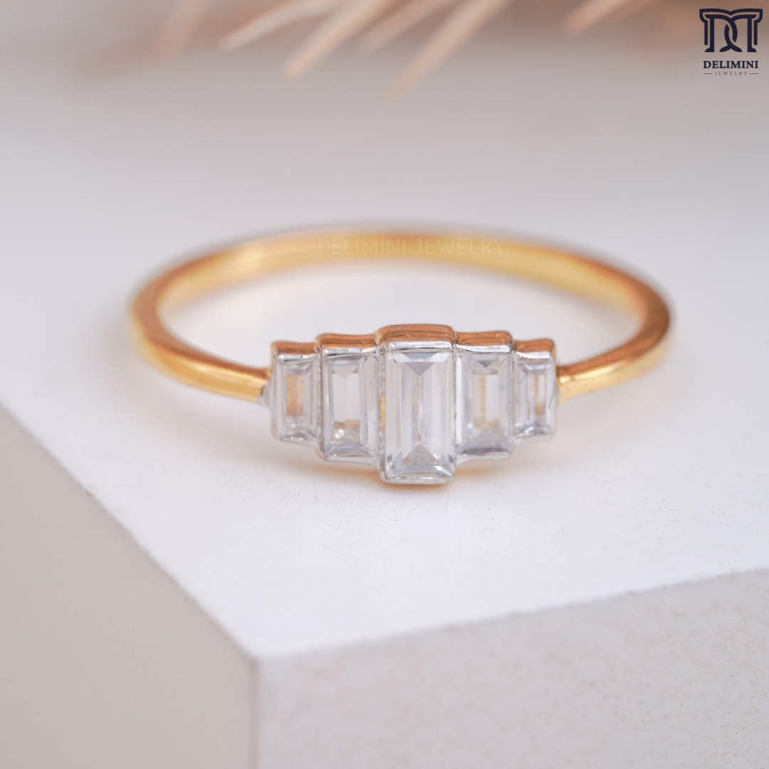 Elegant Baguette Five Stone Diamond Ring