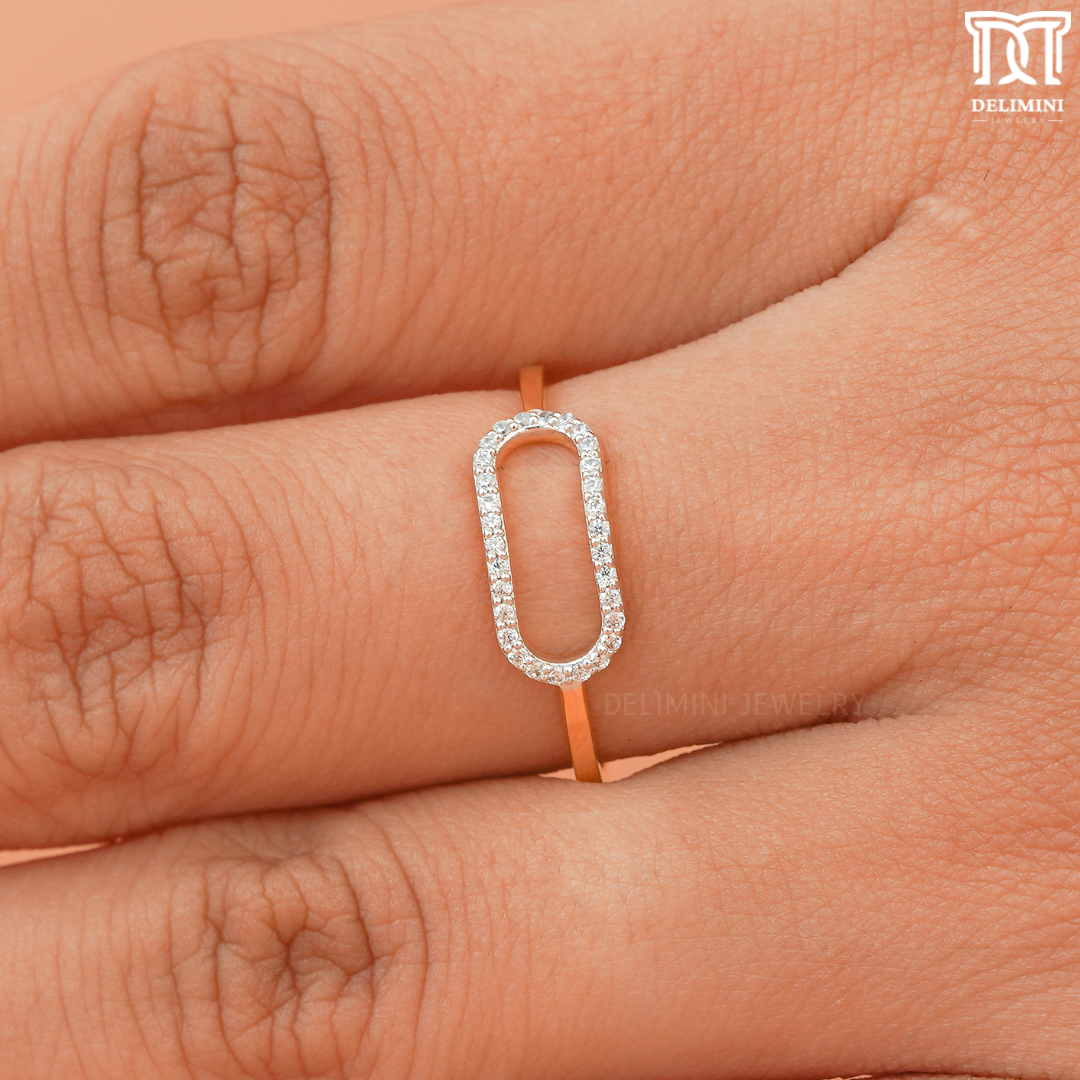 Paperclip Ring, 14k Trendy Statement Ring - DELIMINI JEWELRY