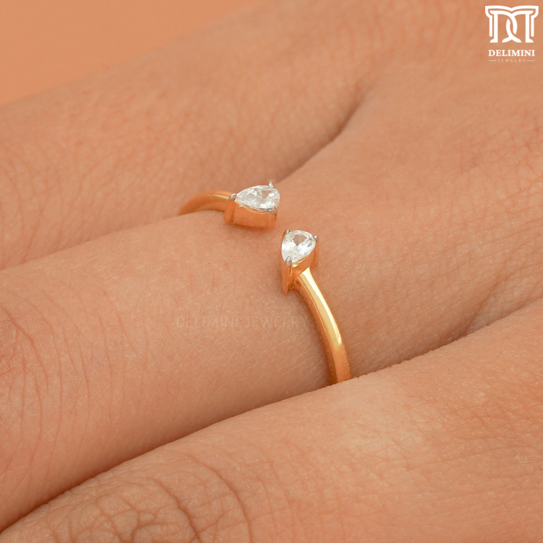 Pear Ring, Dainty Ring, Delicate Ring, Minimalist Ring - DELIMINI JEWELRY