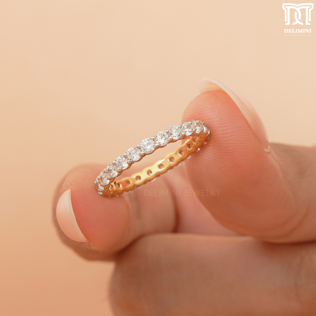 Excellent Round Cut Diamond Eternity Wedding Band - DELIMINI JEWELRY