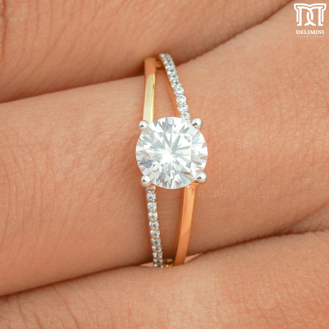 Dainty Solitaire Diamond Engagement Ring - DELIMINI JEWELRY