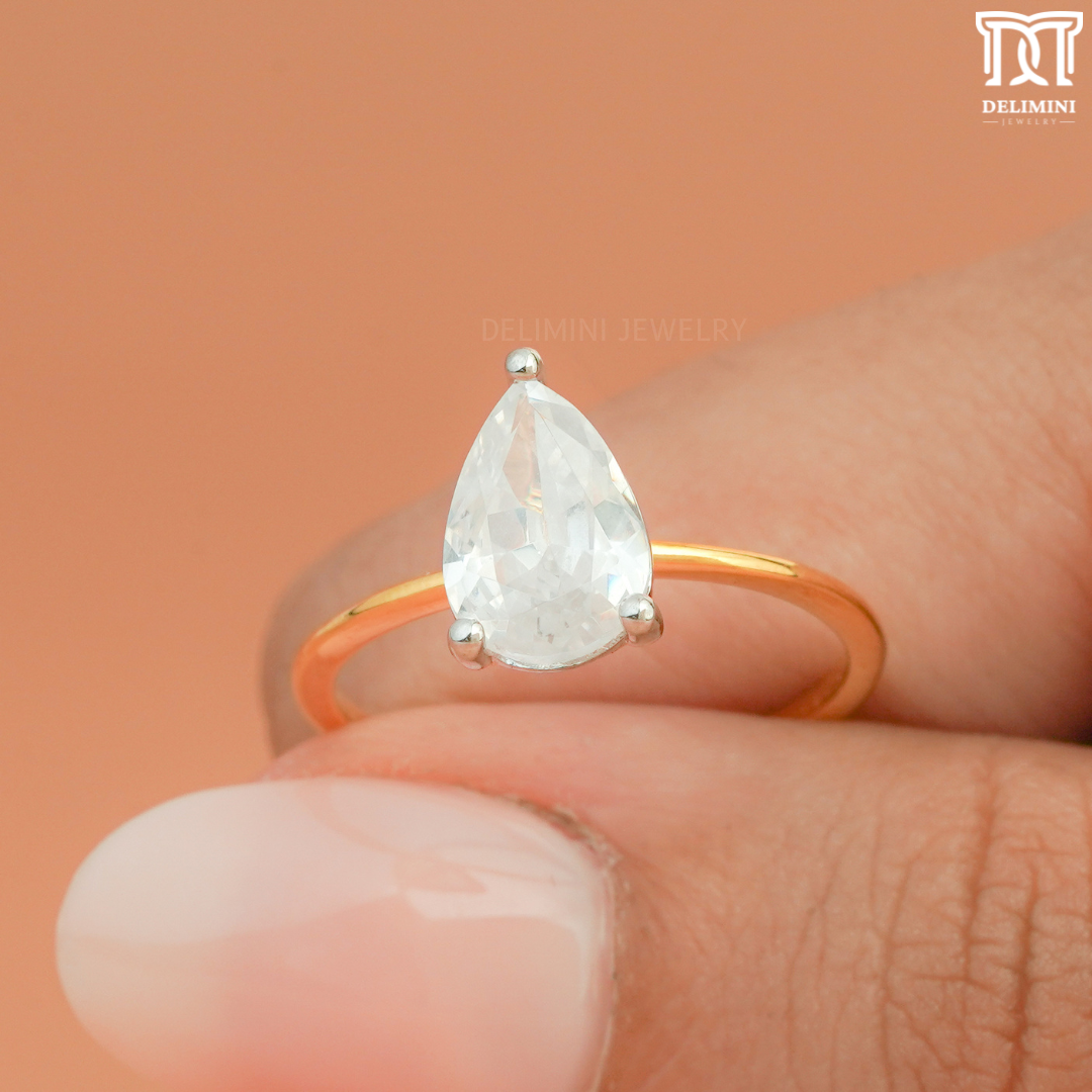 Genuine Pear Cut Diamond Ring - DELIMINI JEWELRY