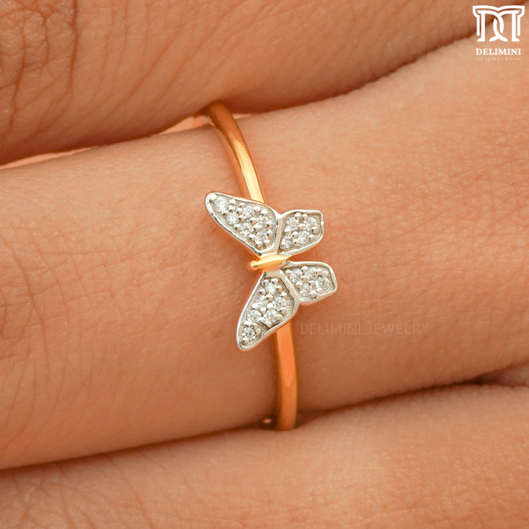 Beautiful Butterfly Shape Round Cut Diamond Ring - DELIMINI JEWELRY