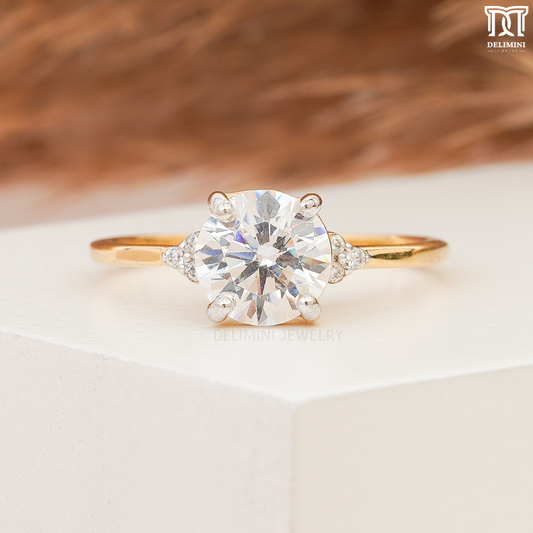 Cluster Accent Round Moissanite Diamond Ring