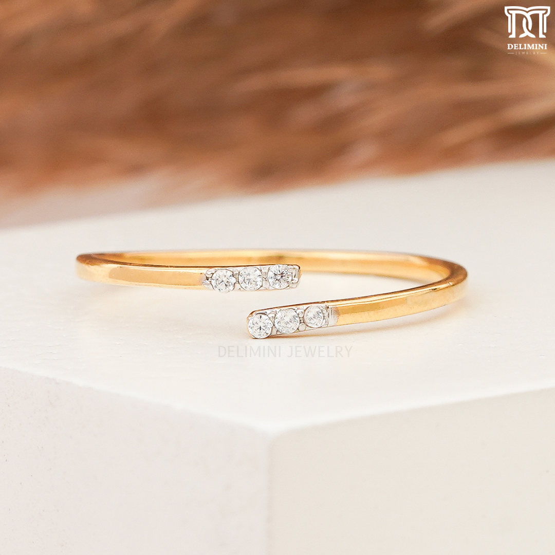 Pave Minimalist Open Ring, Elegant Gold Diamond Ring