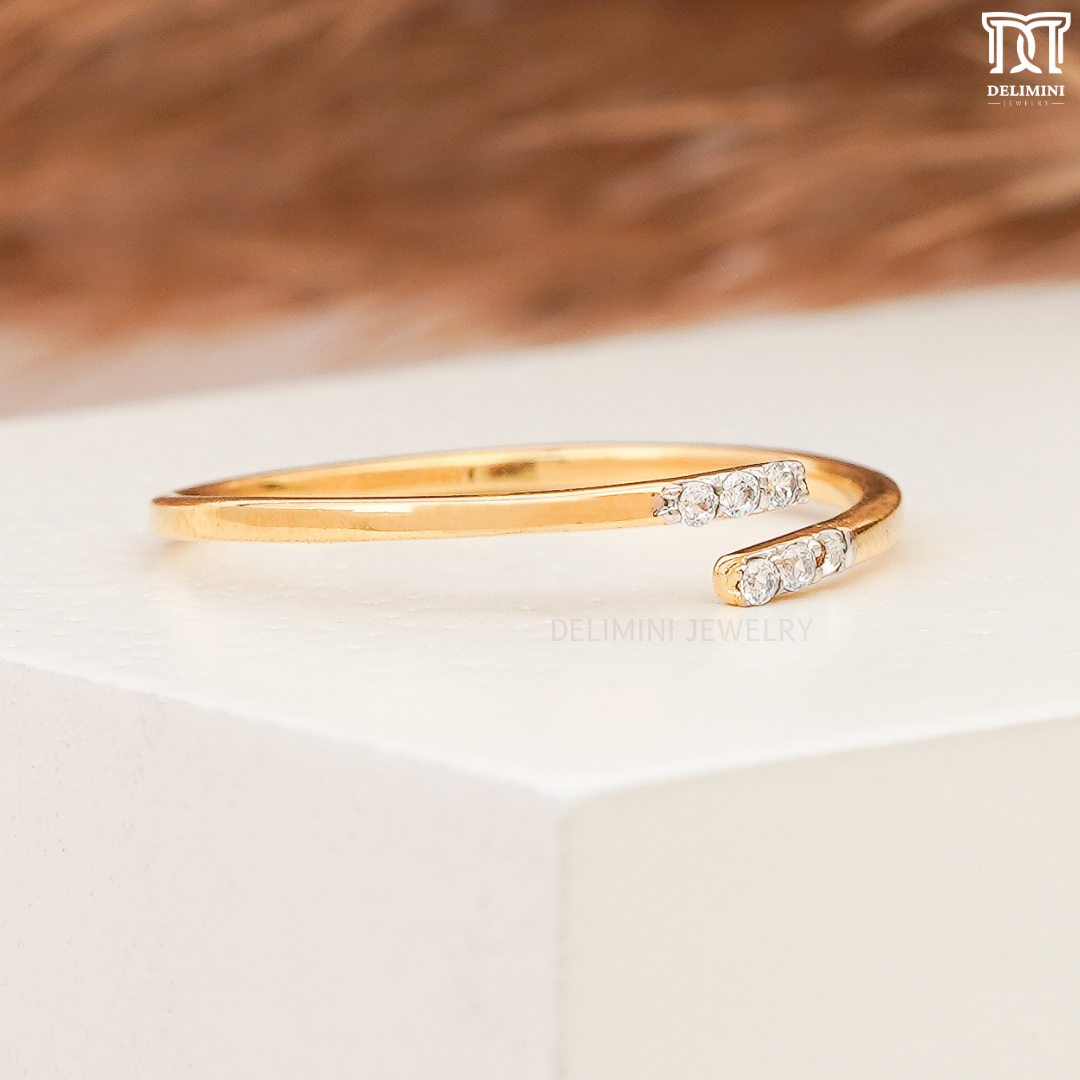 Pave Minimalist Open Ring, Elegant Gold Diamond Ring