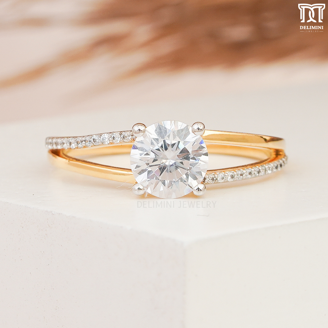 Dainty Solitaire Diamond Engagement Ring