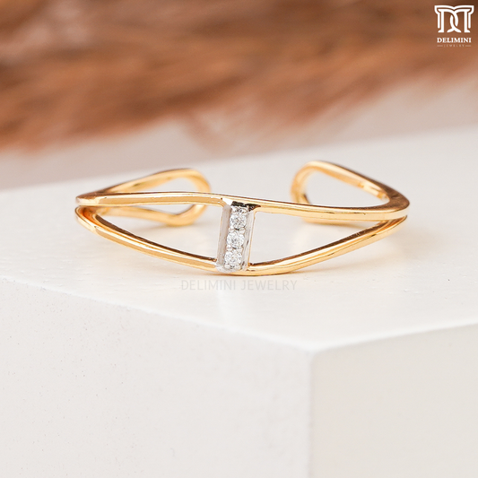 Open Cuff Claw Diamond Minimalist Stacking Ring