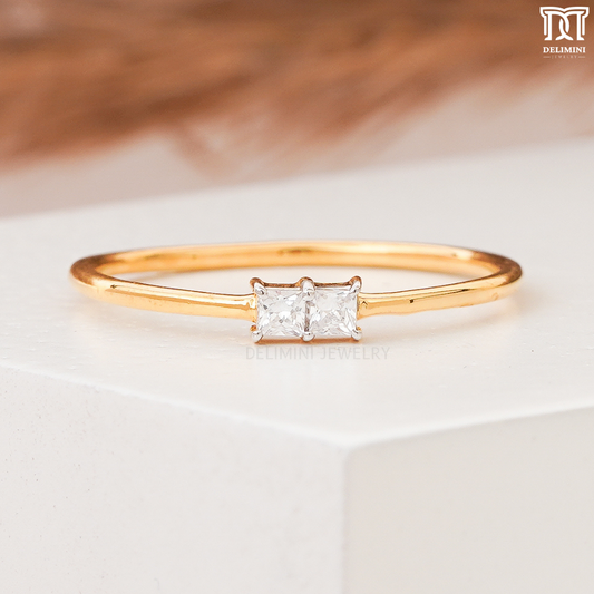 Simple Princess Cut Minimalist Ring