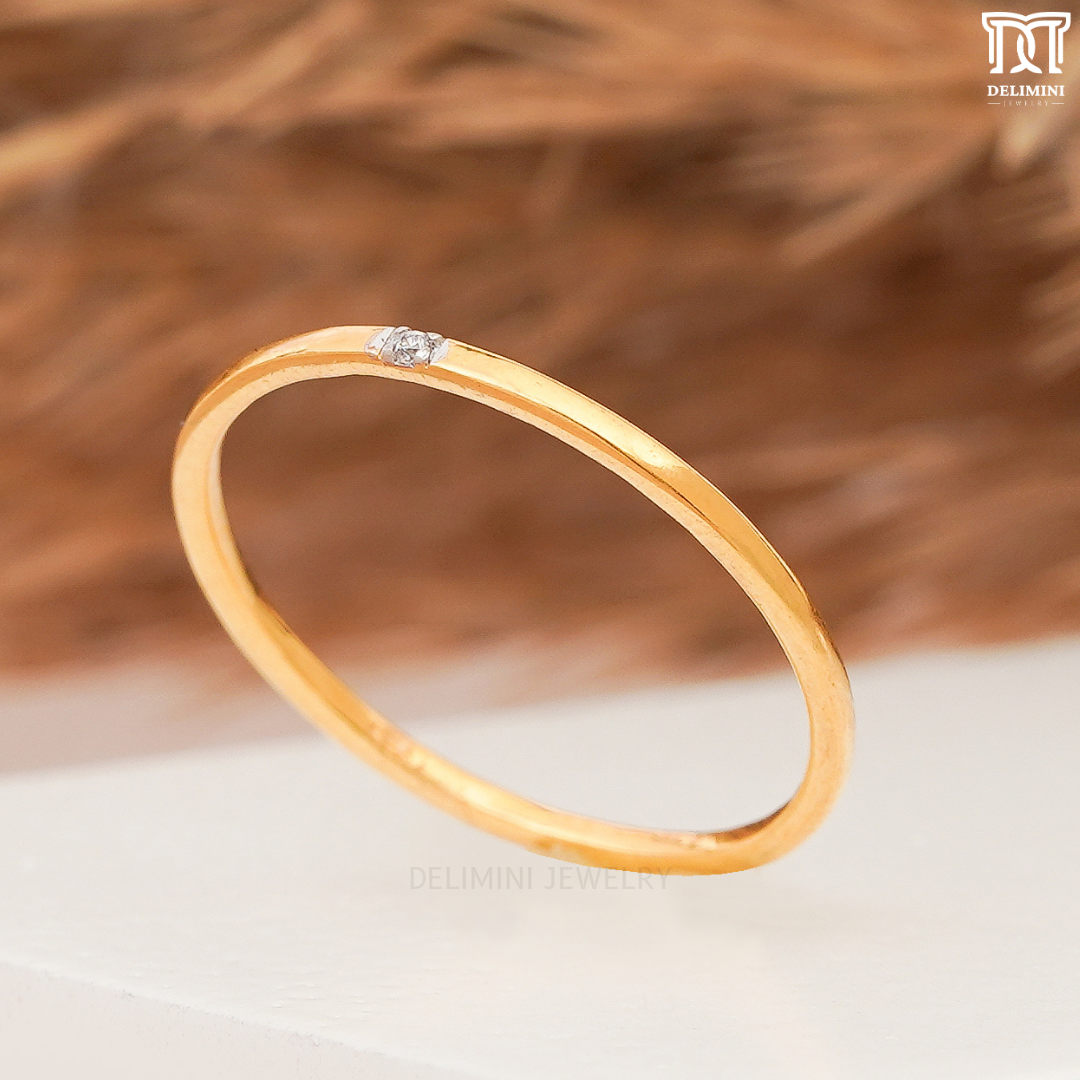 Single Round Diamond Ring Thin Minimalist Diamond Ring Daily Wear Ring