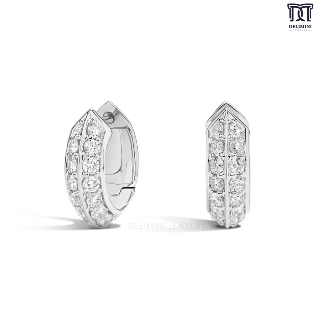 Duex Party Wear Diamond Hoop Earrings - DELIMINI JEWELRY